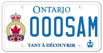 Illustration d’une plaque d’immatriculation - Légion royale canadienne (Direction de l’Ontario)